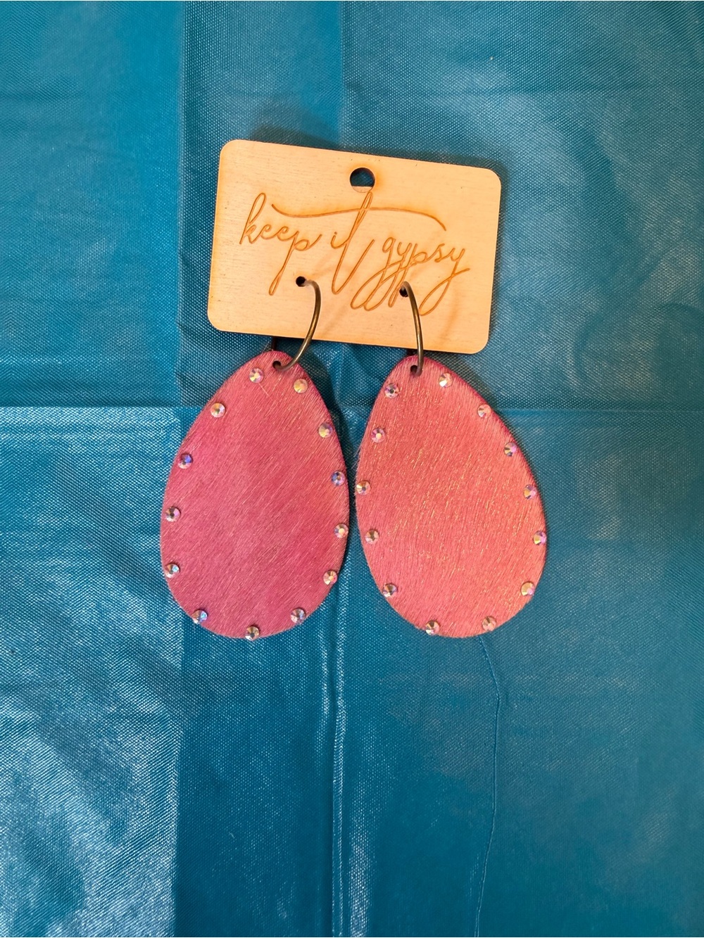 Pink Teardrop Studded Earrings